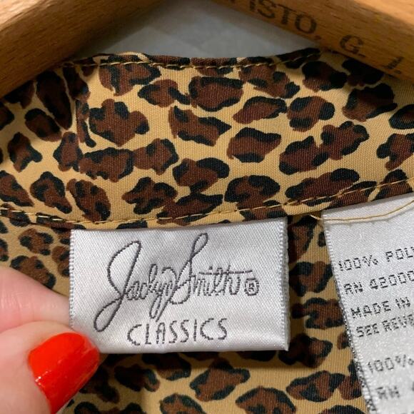 VTG Jacyln Smith Cheetah Print Double Button Tunic Top Sz 20W Mobwife Flawed - Picture 5 of 9